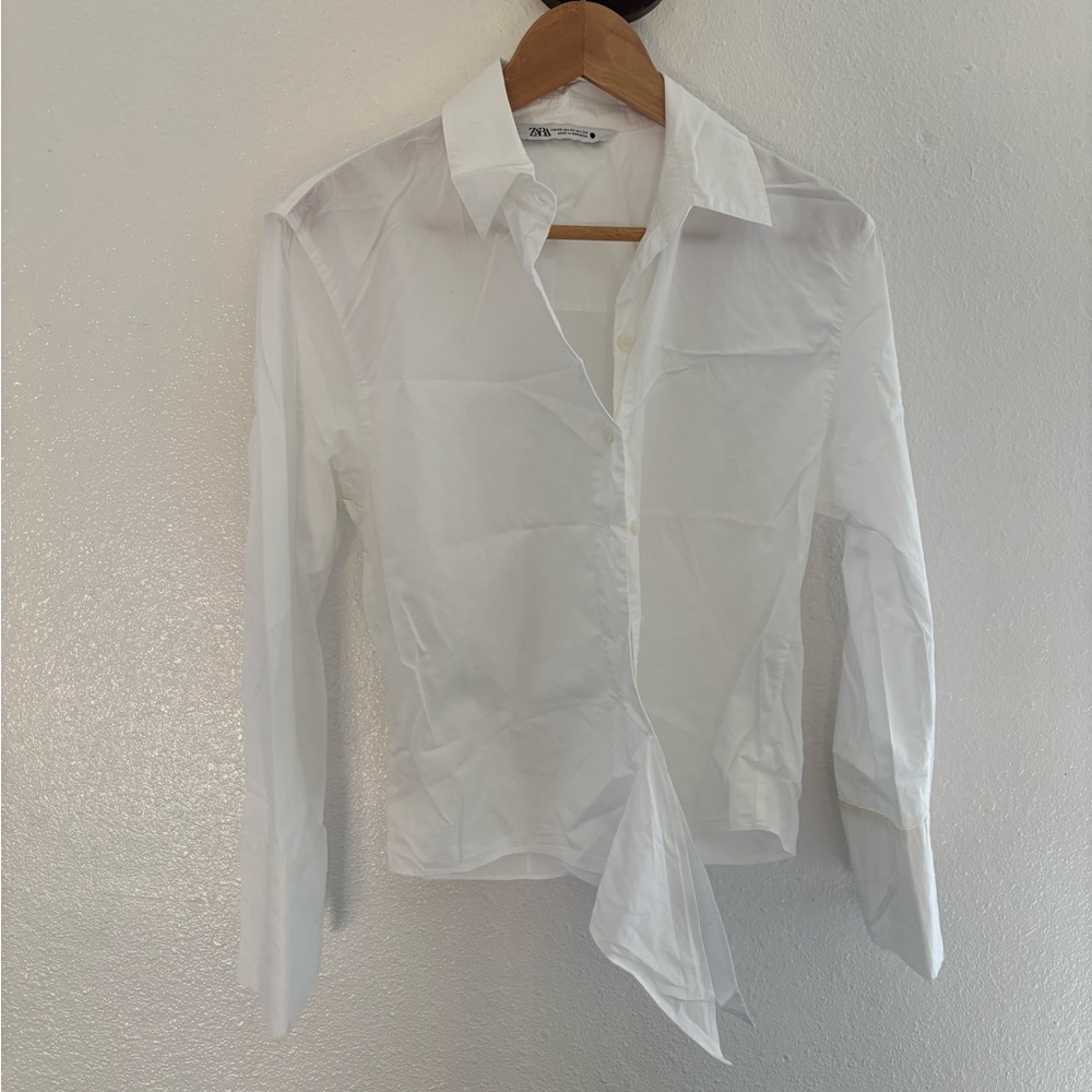 Zara Crisp White Button-Down Shirt